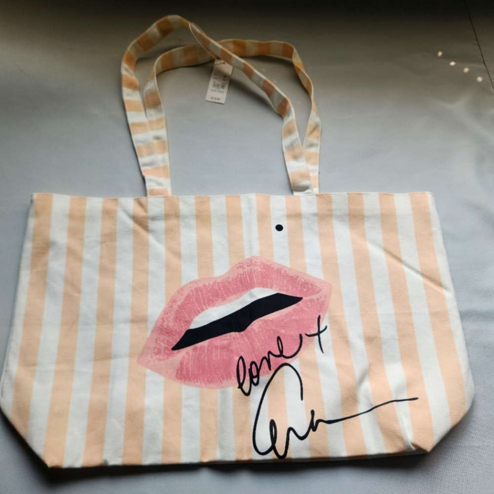NWT Eva Mendes for NY&Co pink and white striped shoulder bag